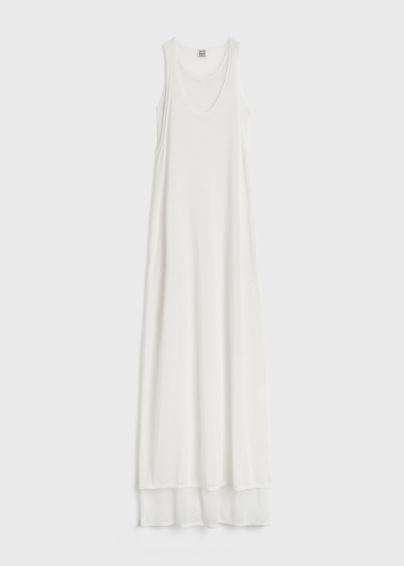Layered knit tank dress talc 1