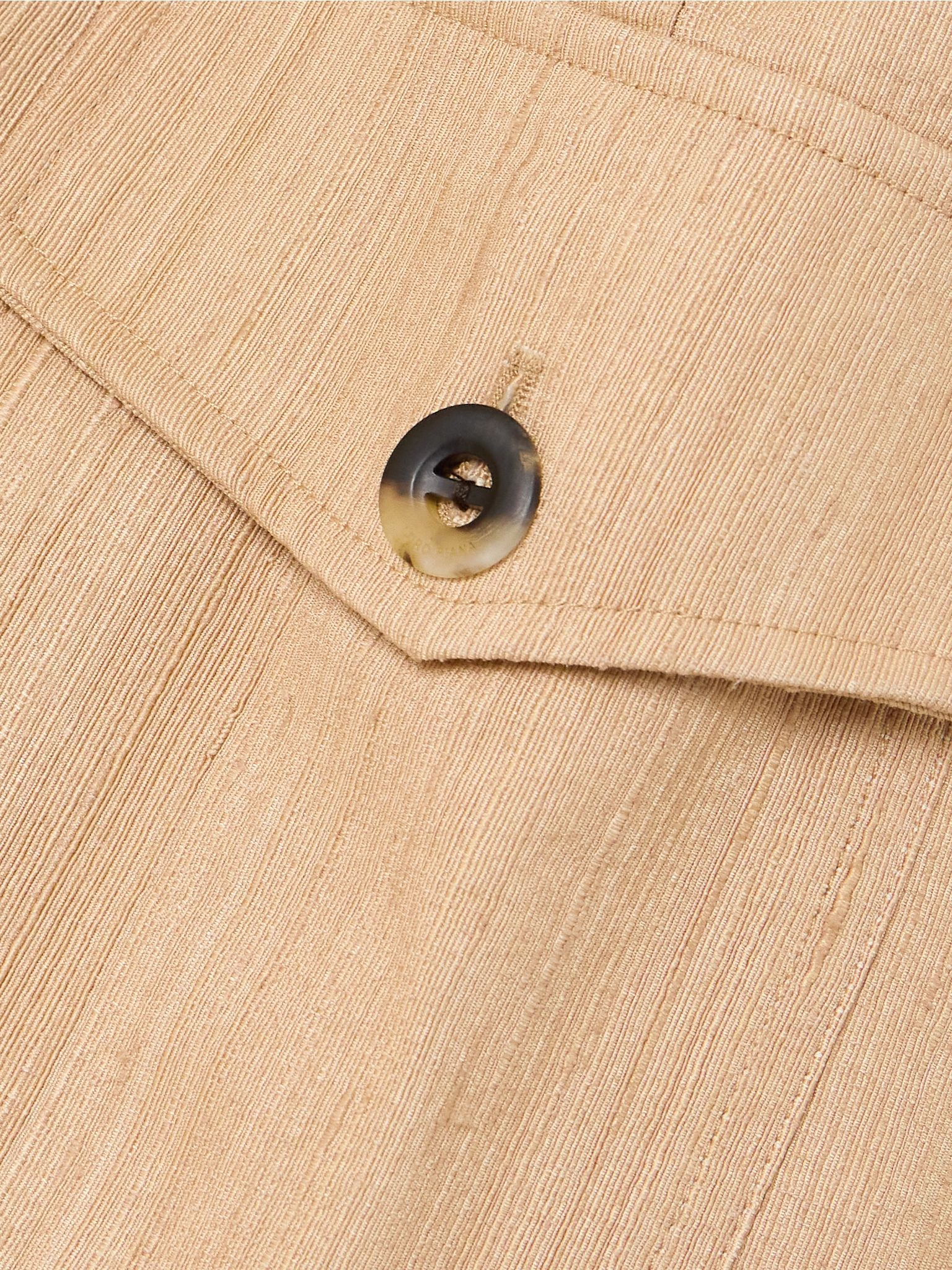 Pleated textured-silk cargo shorts Beige - 4
