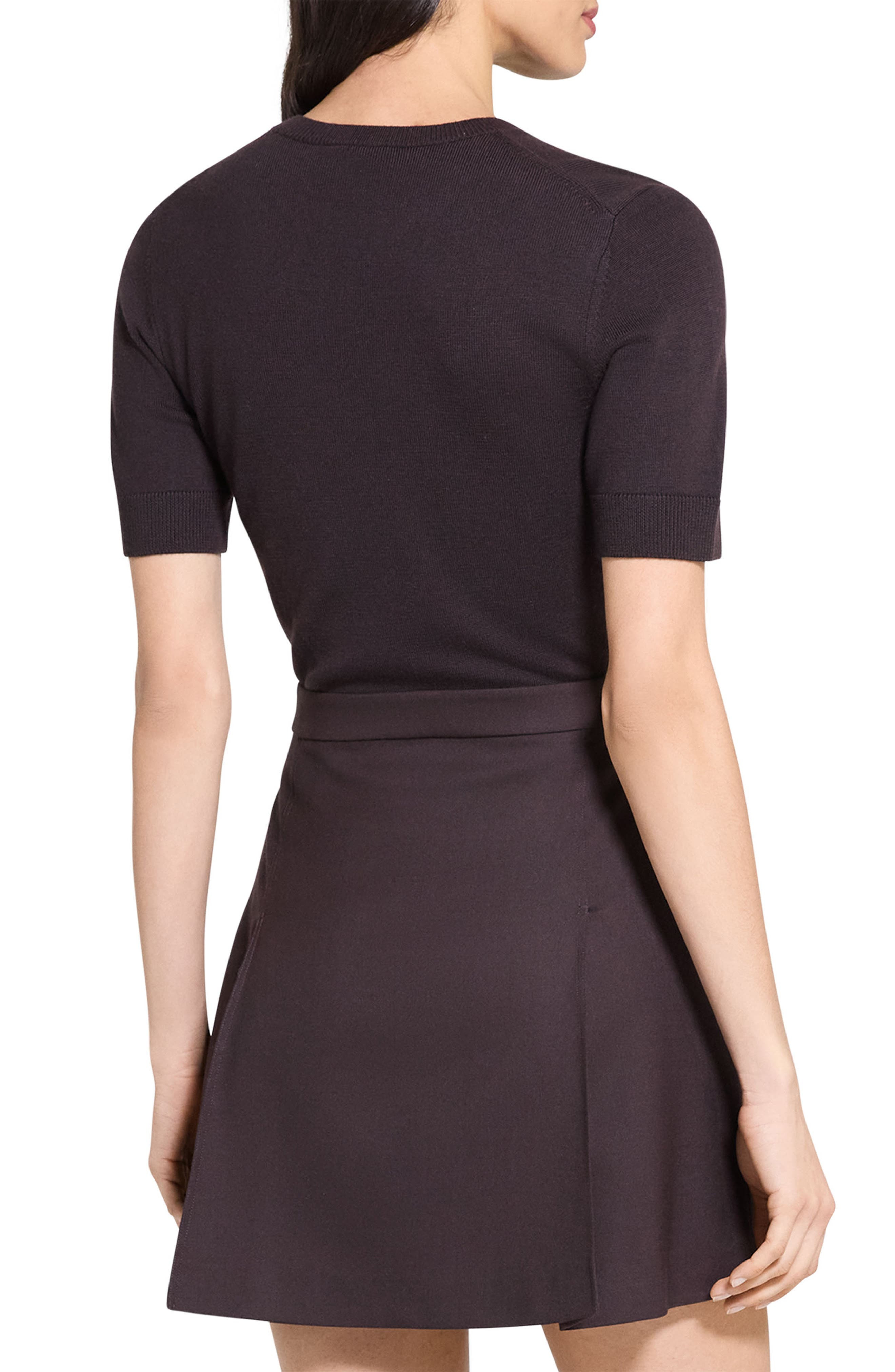 Theory Short Sleeve Mixed Media Minidress in Cacao at Nordstrom - 8