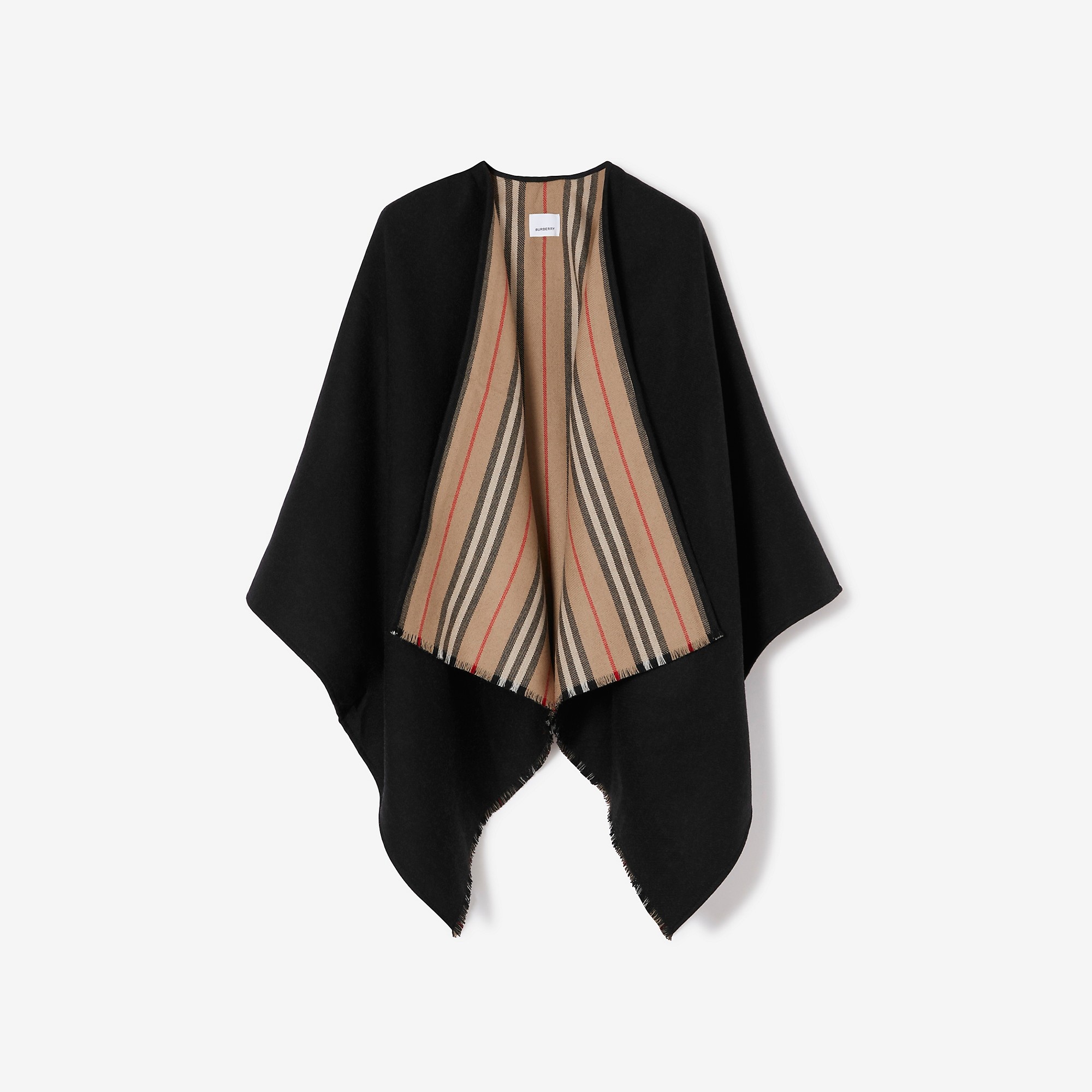 Reversible Icon Stripe Wool Cape - 1