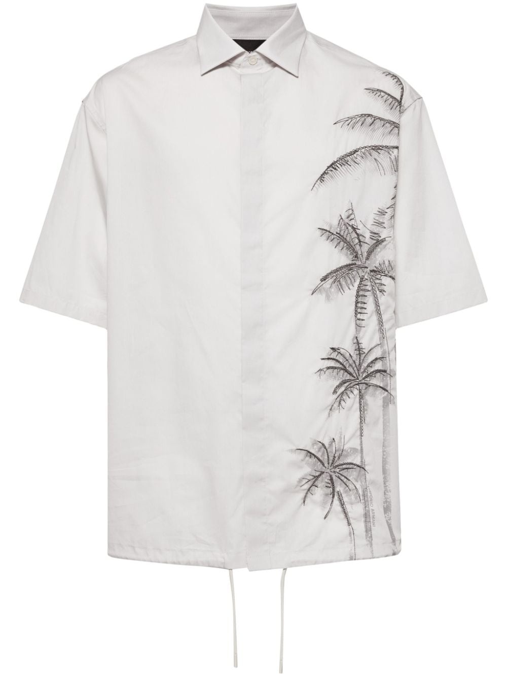 palm tree-embroidered cotton shirt - 1