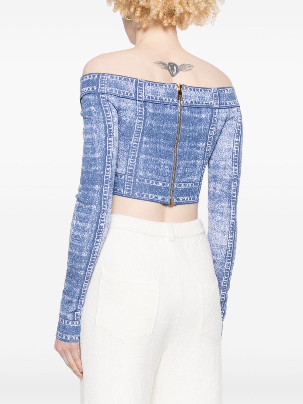trompe l'oeil-print crop top - 4