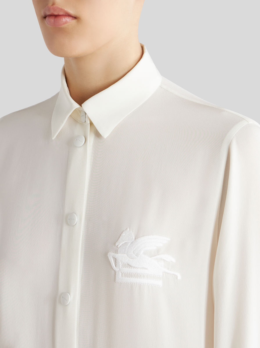 CRÊPE DE CHINE SHIRT WITH EMBROIDERED PEGASO - 3