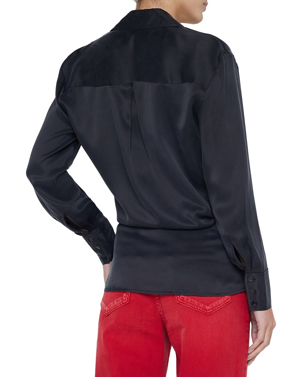 L'AGENCE Sora Wrap Front Silk Blouse - 2