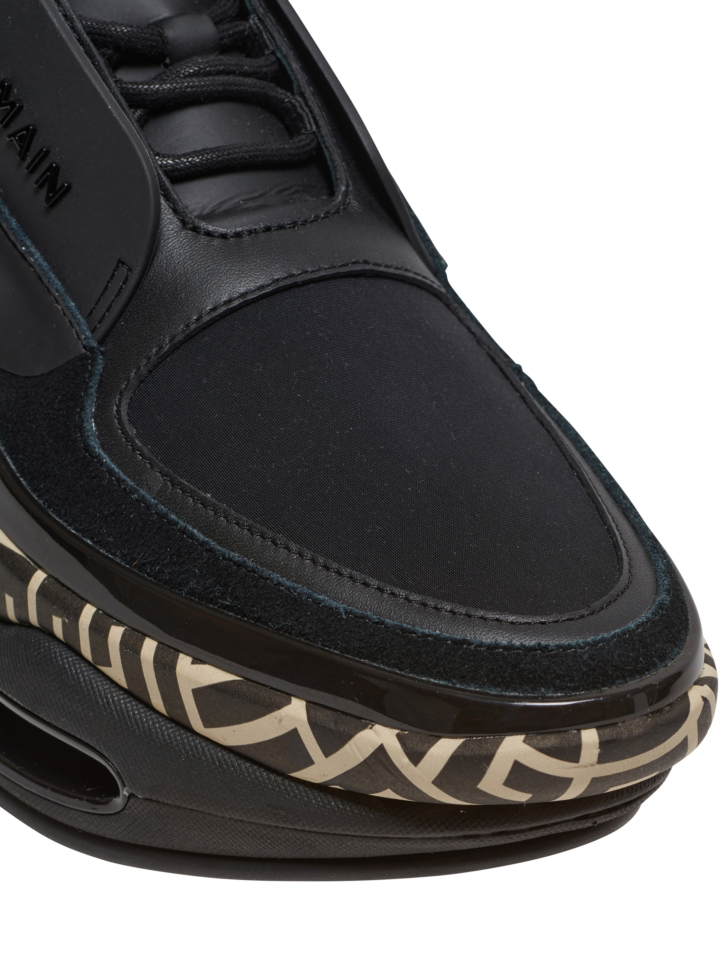Leather and suede B-Bold low-top trainers with monogram print - 5