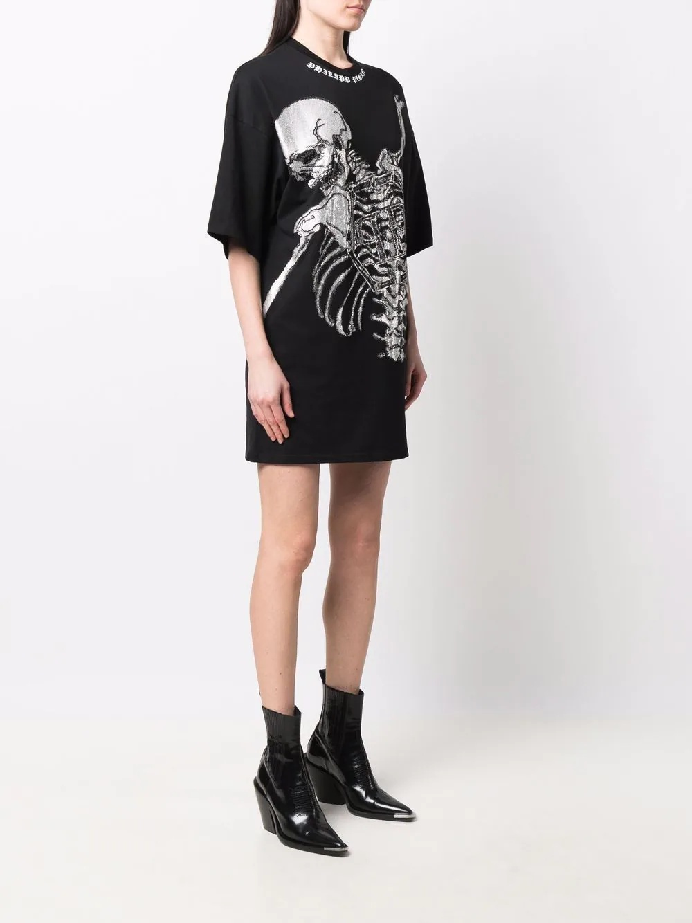 Skeleton print T-shirt dress - 3