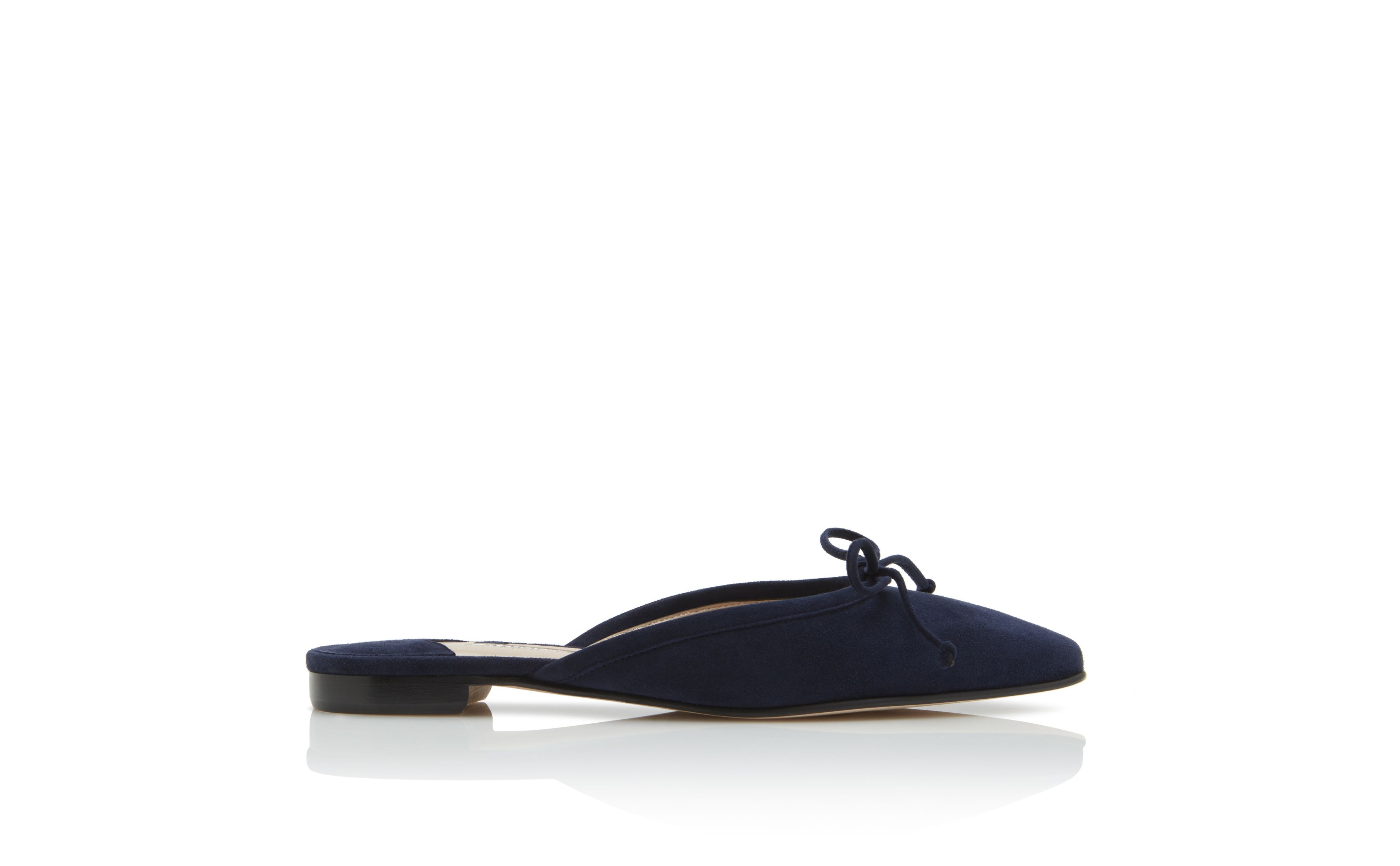 Navy Blue Suede Flat Mules - 1