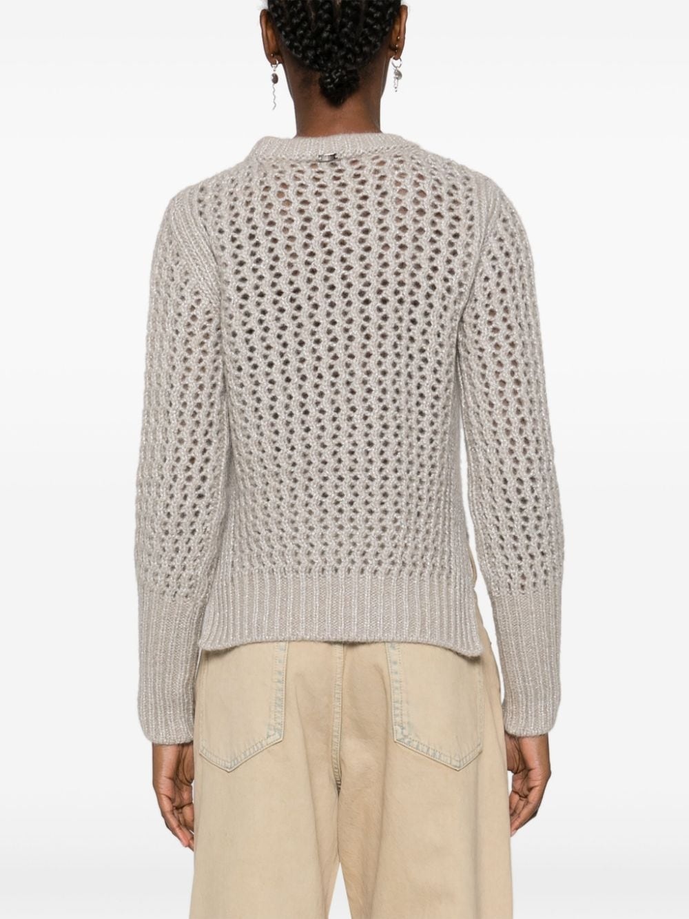 lurex open-knit jumper - 4