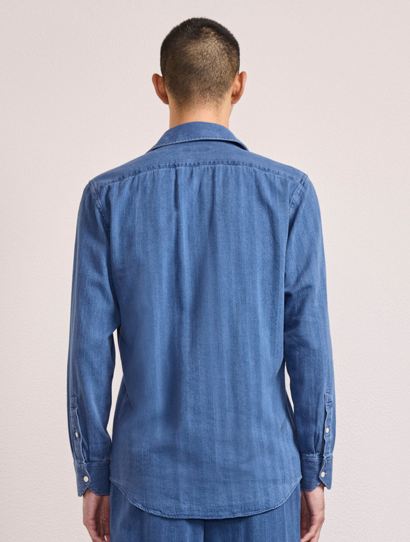 EMILIO HERRINGBONE DENIM SHIRT 5