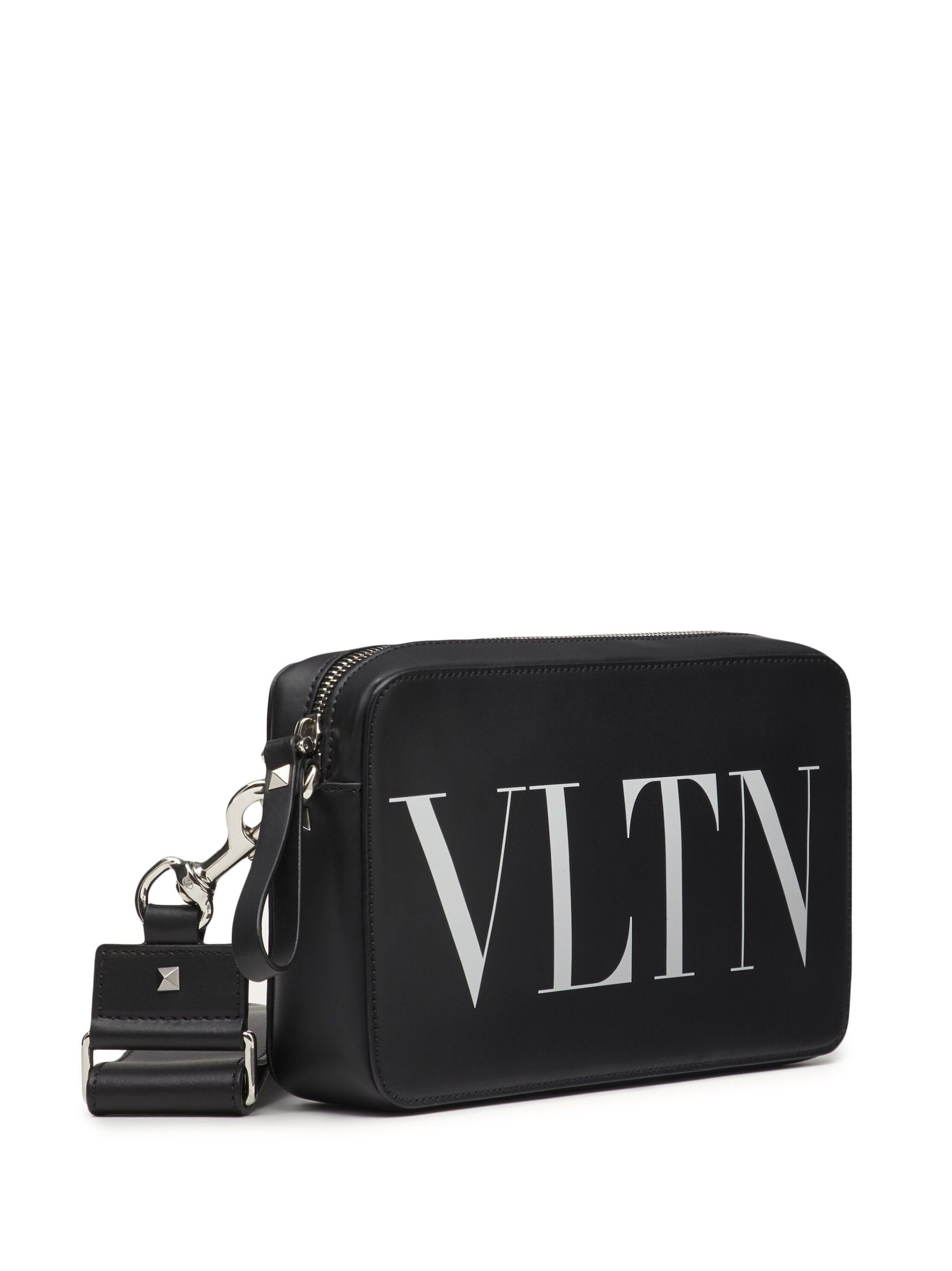 Black VLTN Leather Messenger Bag - 3