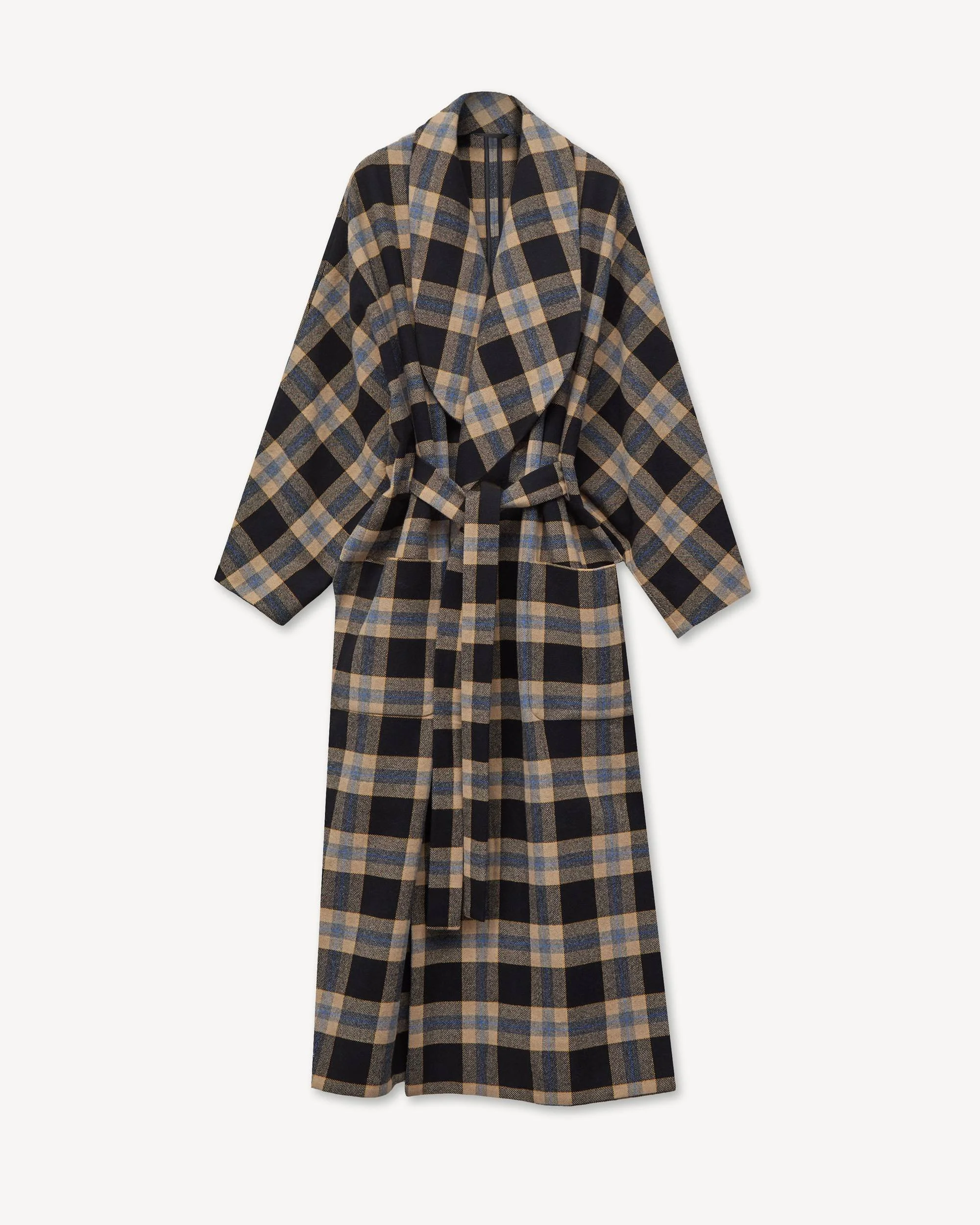 'KENZO Checks' oversized genderless shawl collar coat in mixed wool - 1