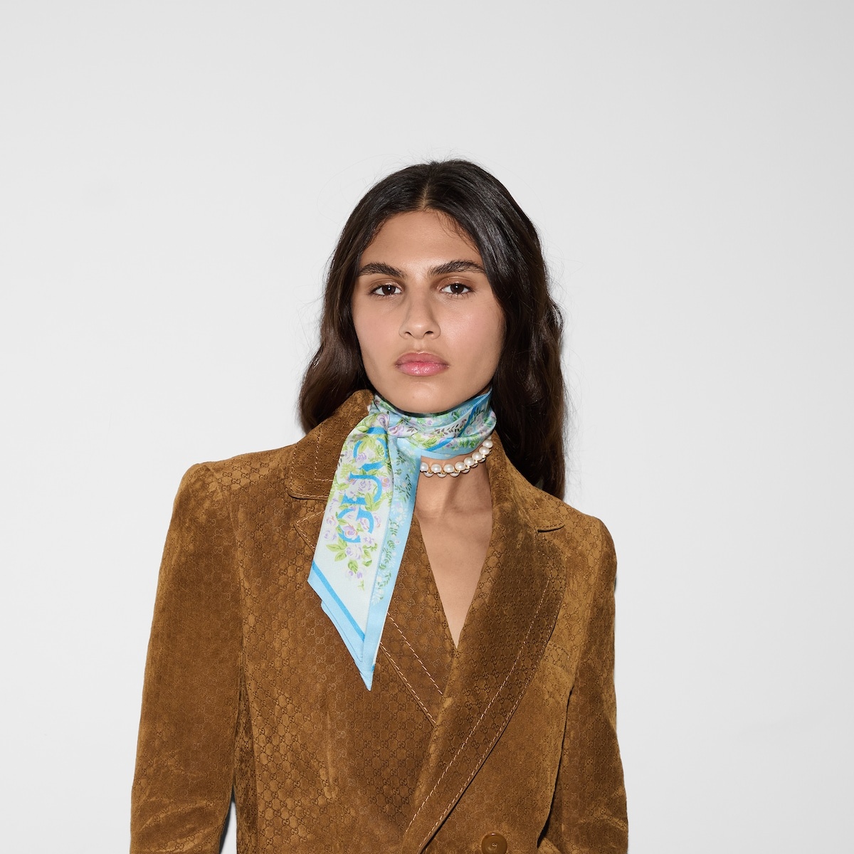 Gucci floral print silk neck bow - 4