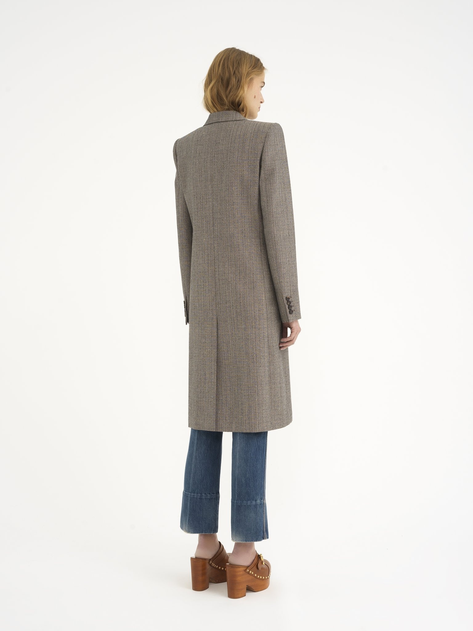 TAILORED COAT IN WOOL & COTTON TWEED - 5