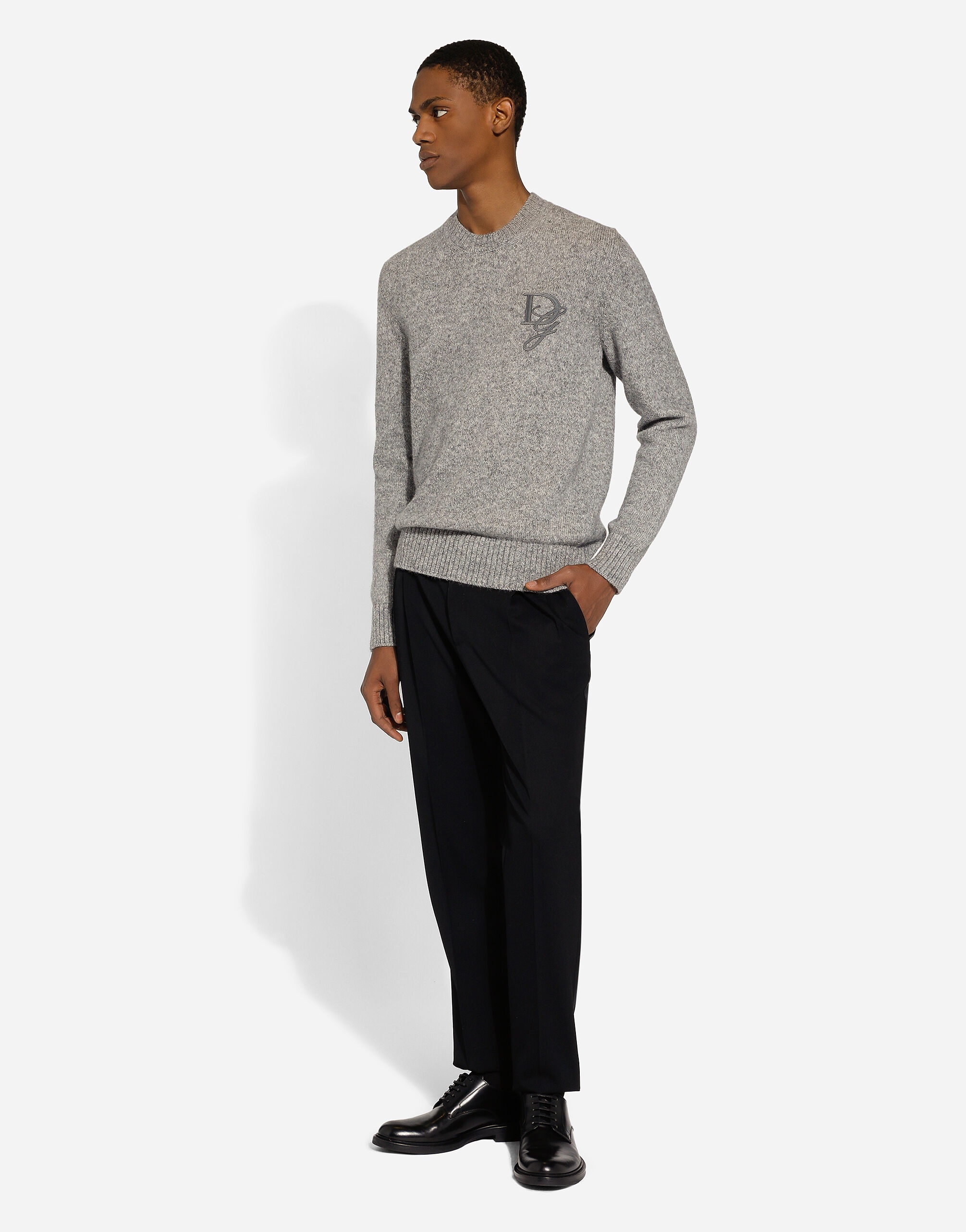 Round-neck wool sweater with DG embroidery - 5
