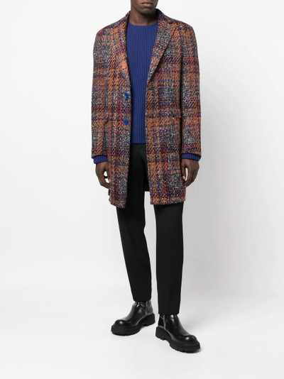 Etro tweed check single-breasted coat outlook