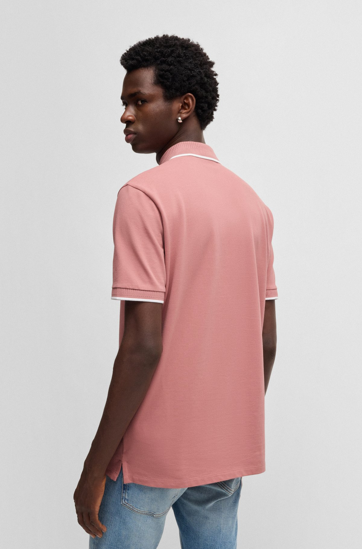 SLIM-FIT POLO SHIRT WITH RED LOGO LABEL - 5