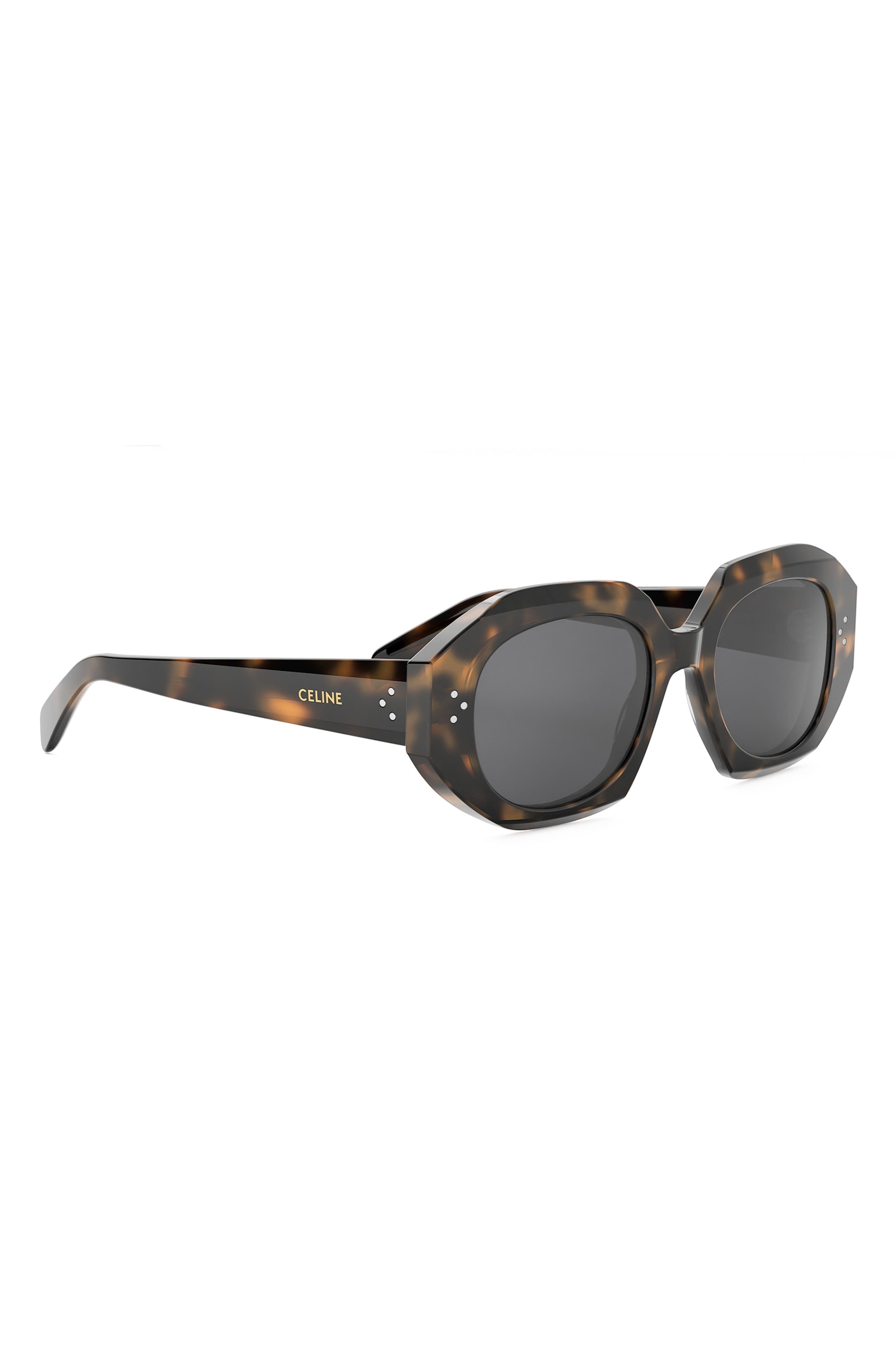 CELINE Bold 3 Dots 52mm Geometric Sunglasses in Blonde Havana /Smoke at Nordstrom - 8