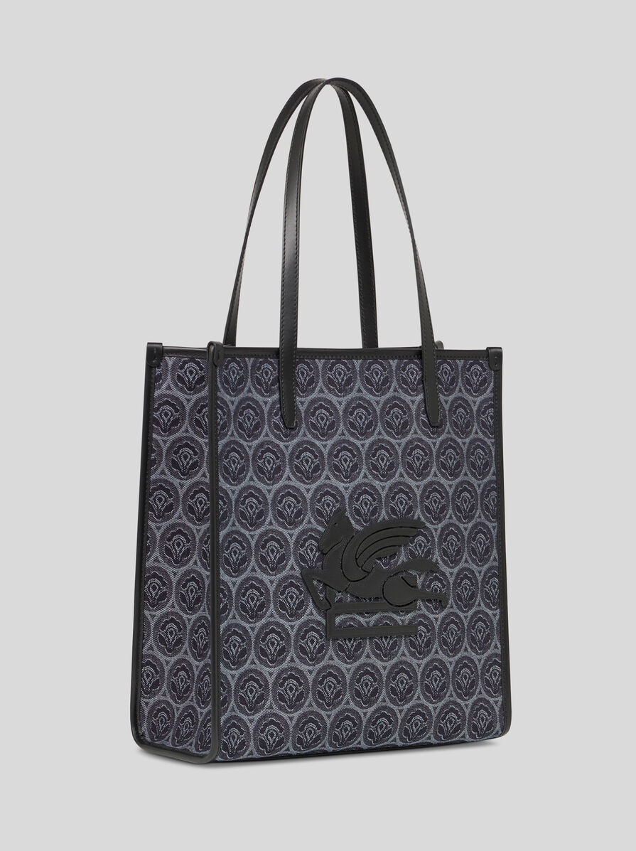 MEDIUM DENIM JACQUARD LOVE TROTTER BAG - 5