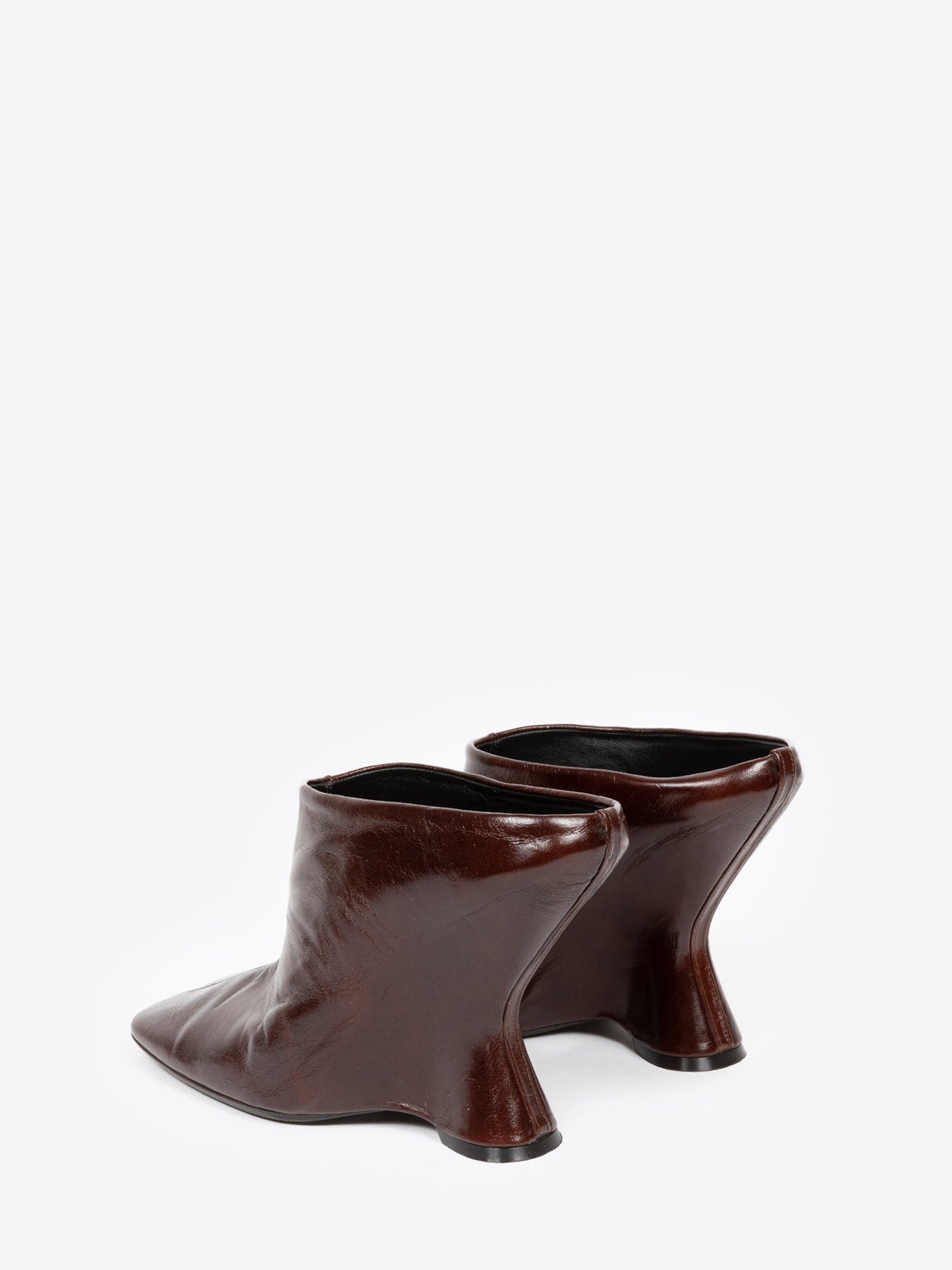 LEATHER WEDGE MULES - 4