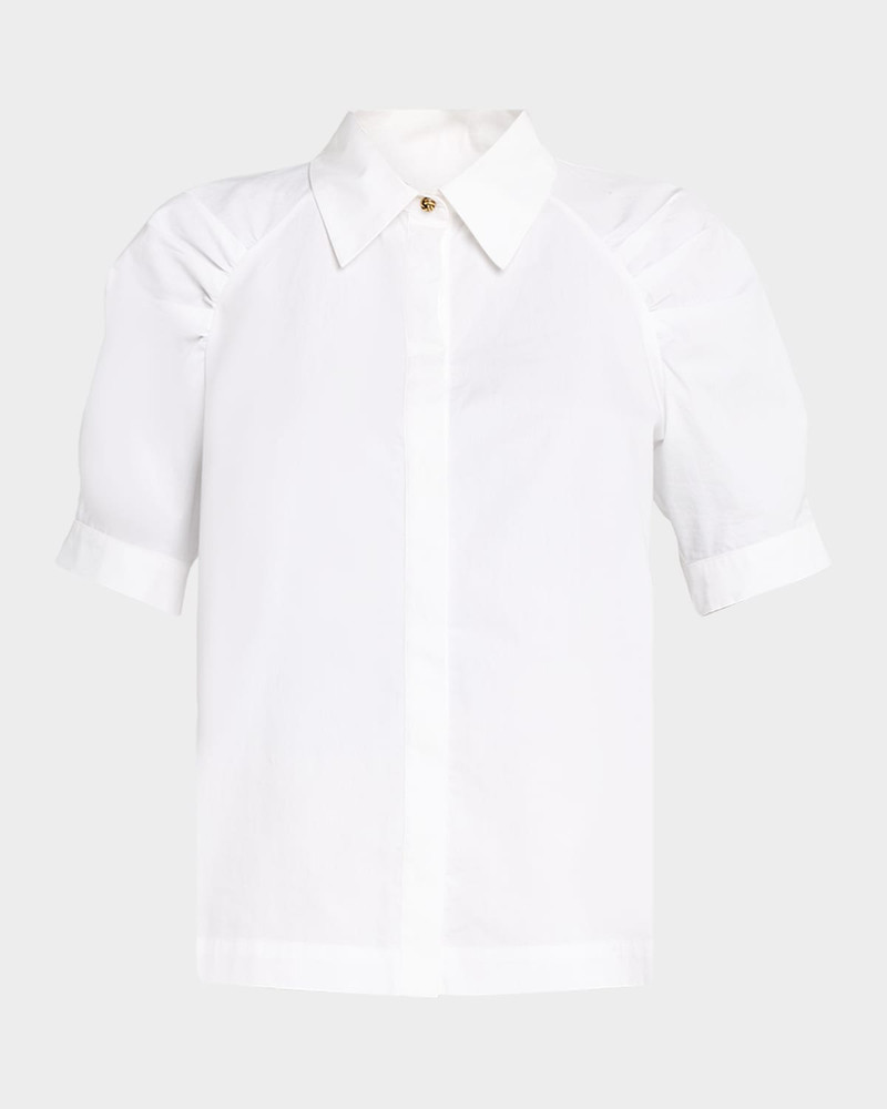 Amore Puff-Sleeve Cotton Poplin Shirt 1