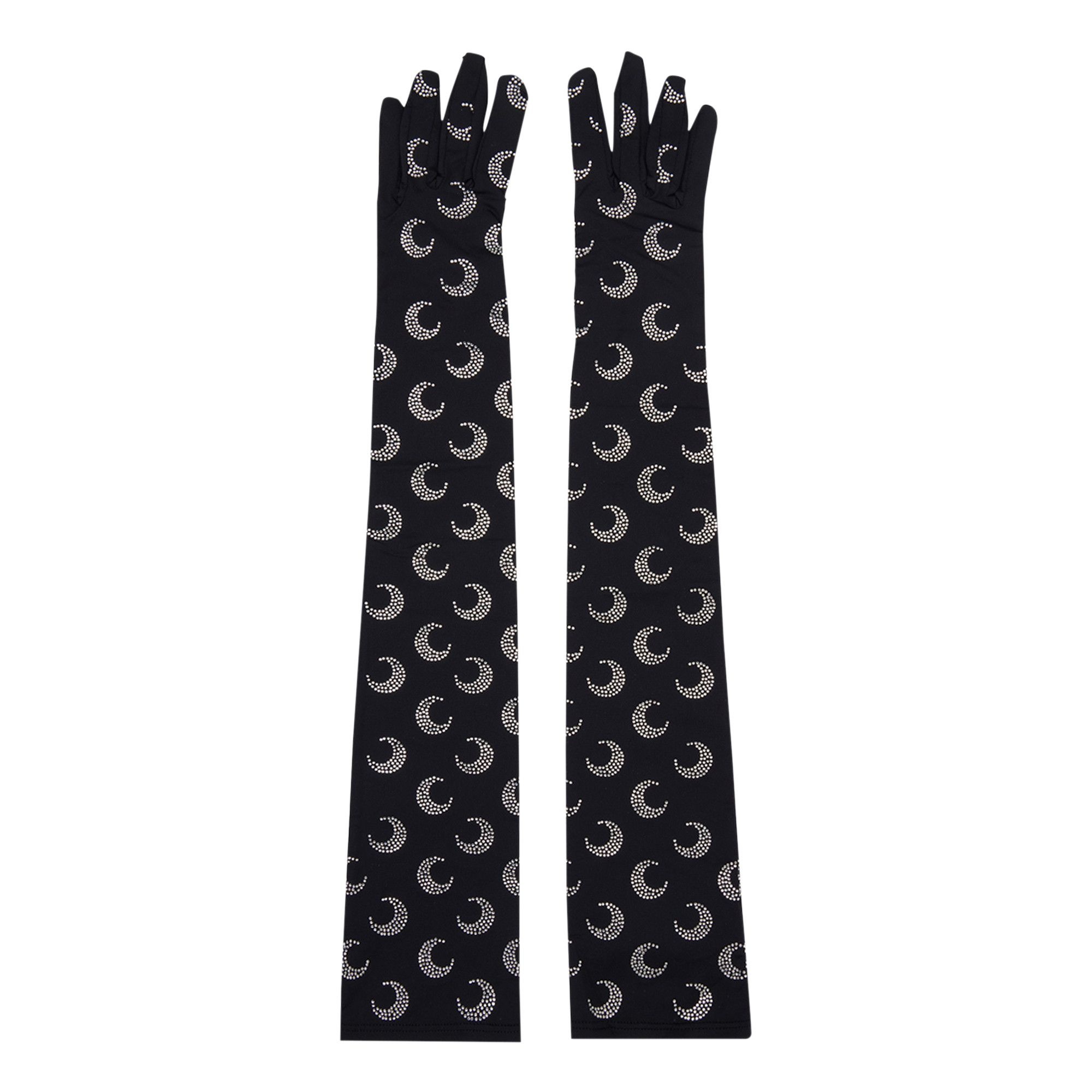 Marine Serre Rhinestoned Jersey Long Gloves 'Black Strass' - 1