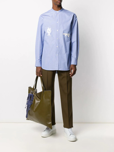 Jil Sander embroidered collarless shirt outlook