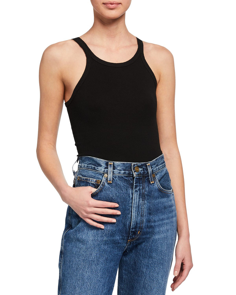 Ribbed Scoop-Neck Fitted Tank 1