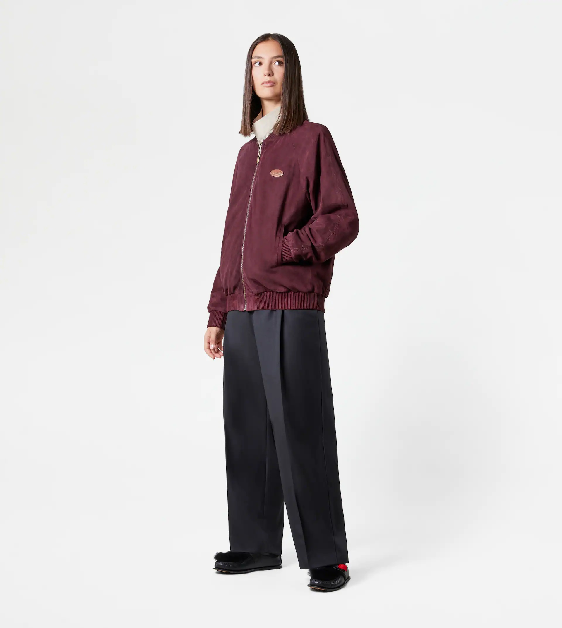 TRACKSUIT JACKET IN SUEDE - BURGUNDY - 2