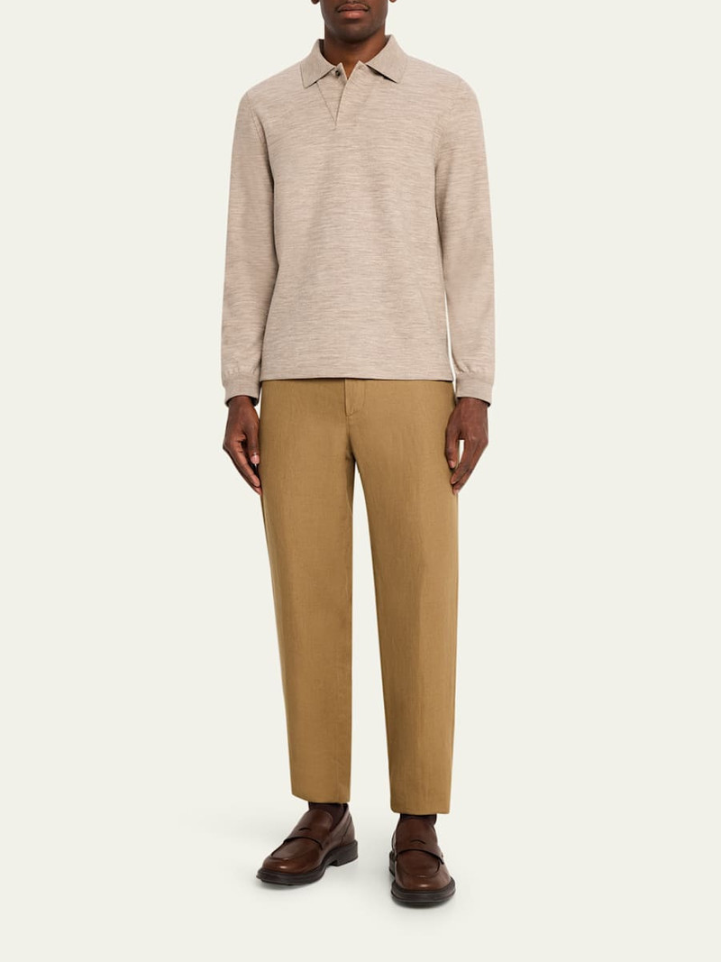 Loro Piana Men's Taieri Pecora Nera Long-Sleeve Polo Shirt outlook