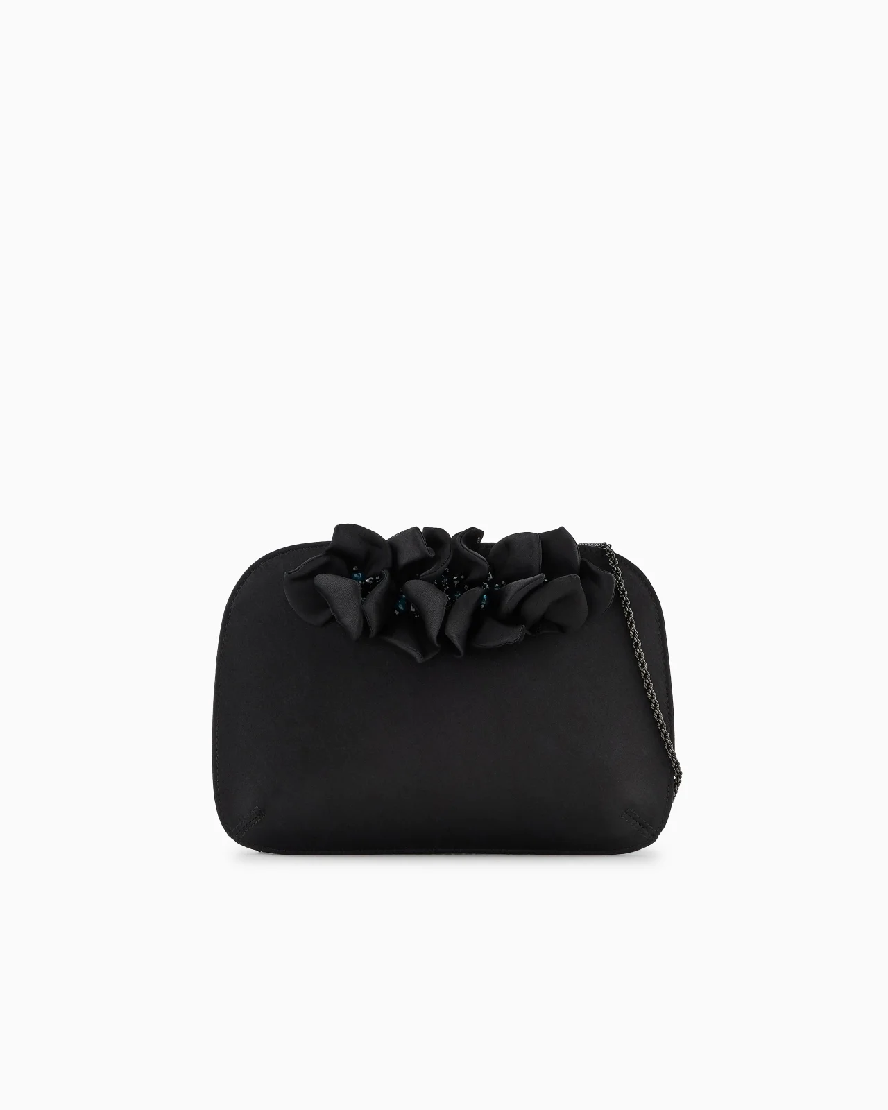 LA PRIMA SATIN CLUTCH BAG WITH APPLIED FLOWERS - 1