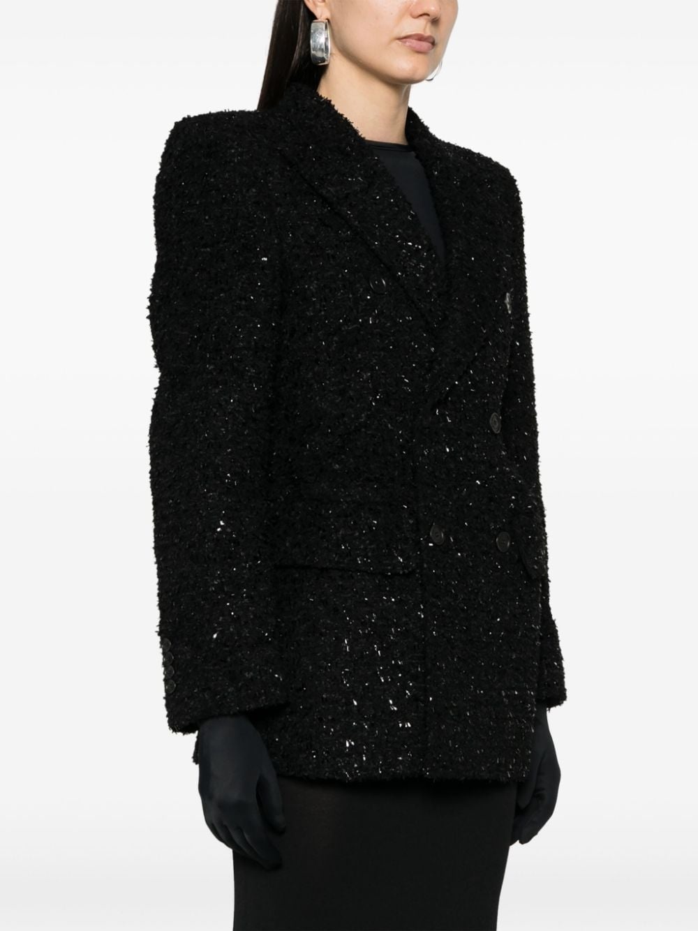 double-breasted bouclÃ© blazer - 3