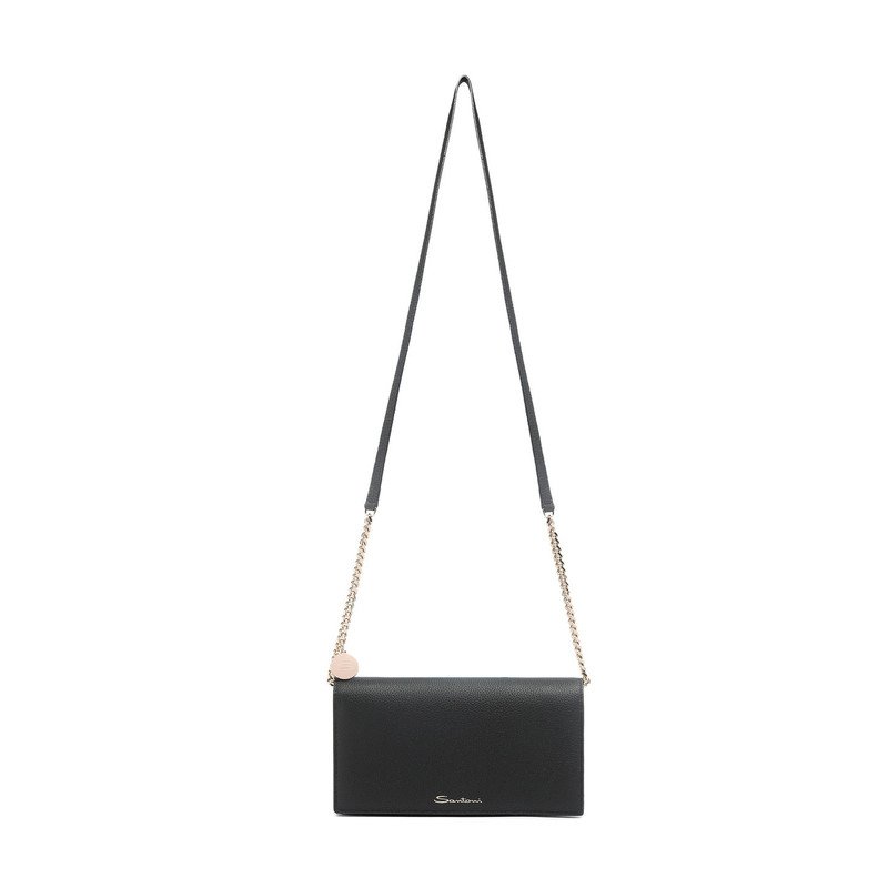 Santoni Black leather crossbody bag outlook