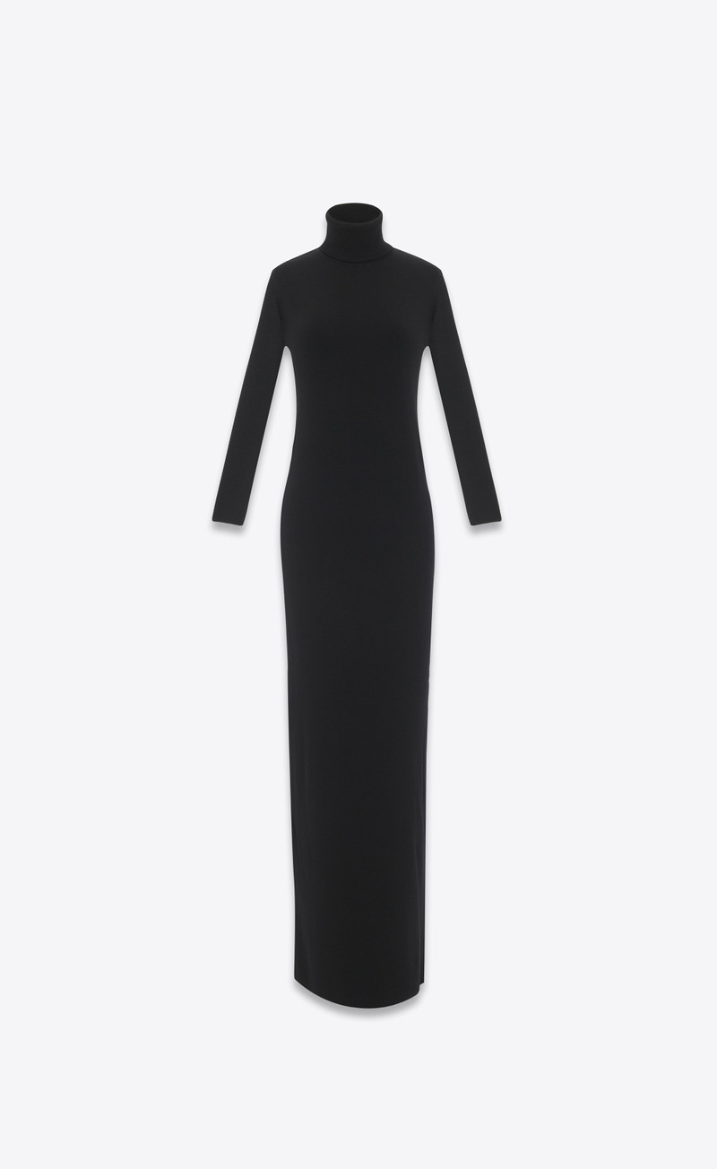 long turtleneck dress in wool - 1