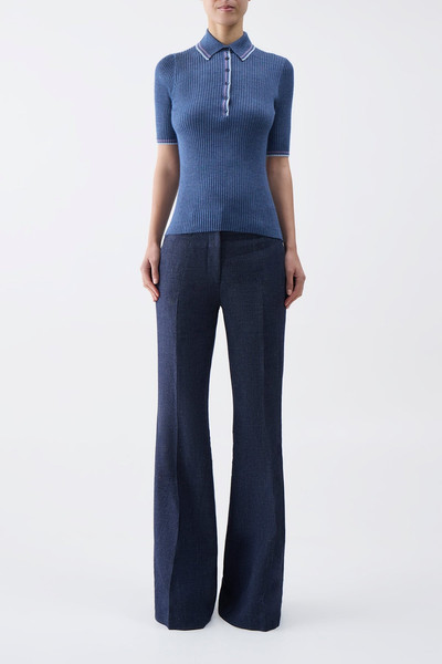 GABRIELA HEARST Perro Knit Polo in Denim Blue Cashmere Silk outlook
