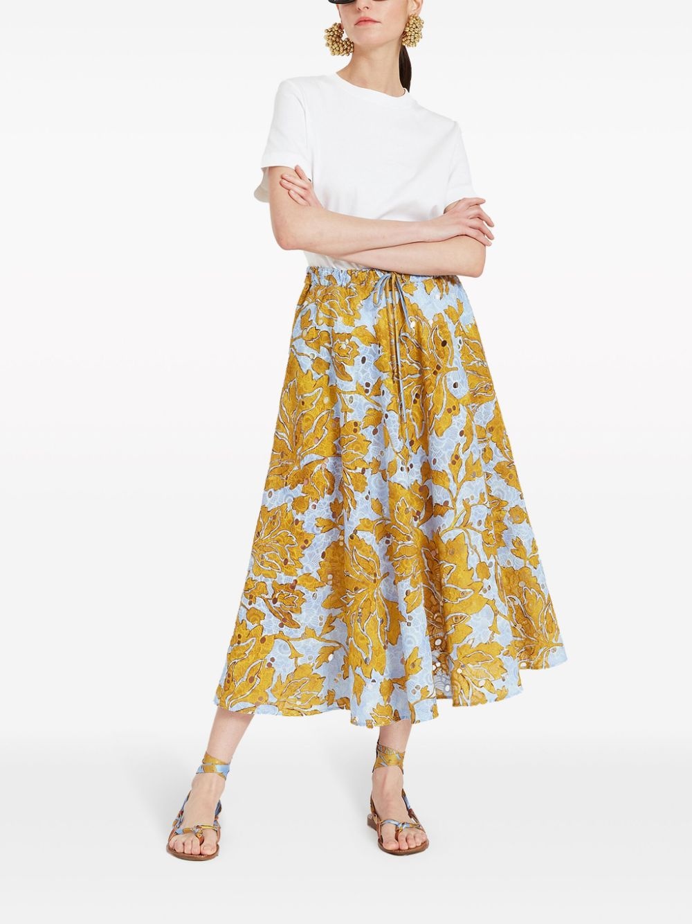 floral-print cotton midi skirt - 2