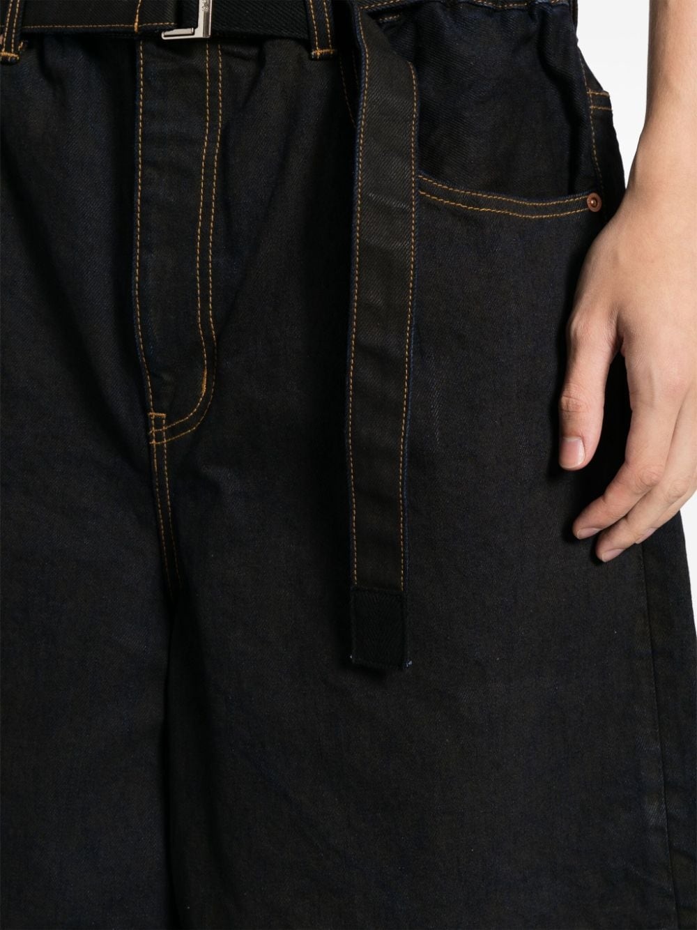 belted thigh-length shorts - 5