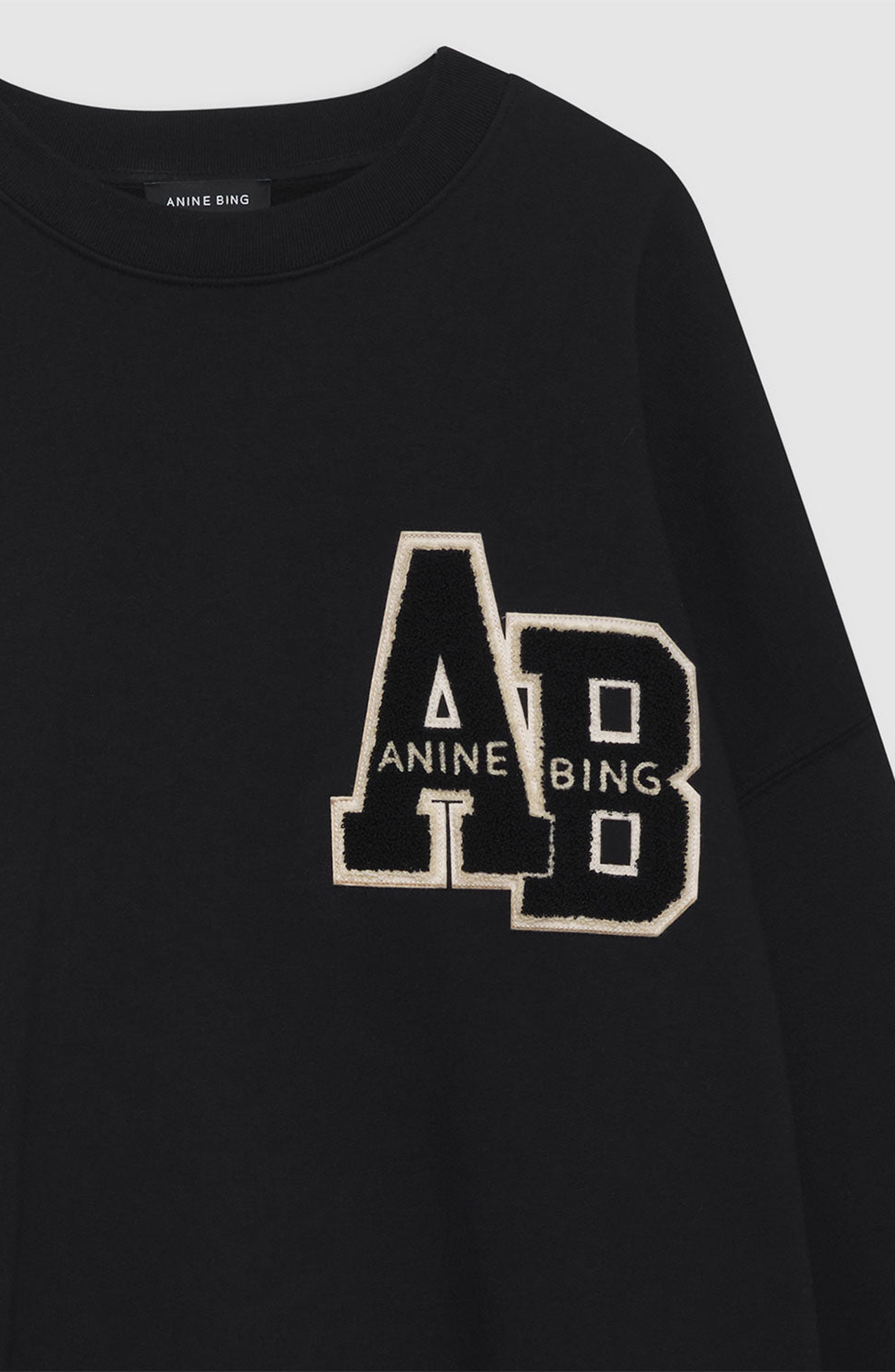 ANINE BING Miles Oversized Sweatshirt Letterman in Black at Nordstrom - 3
