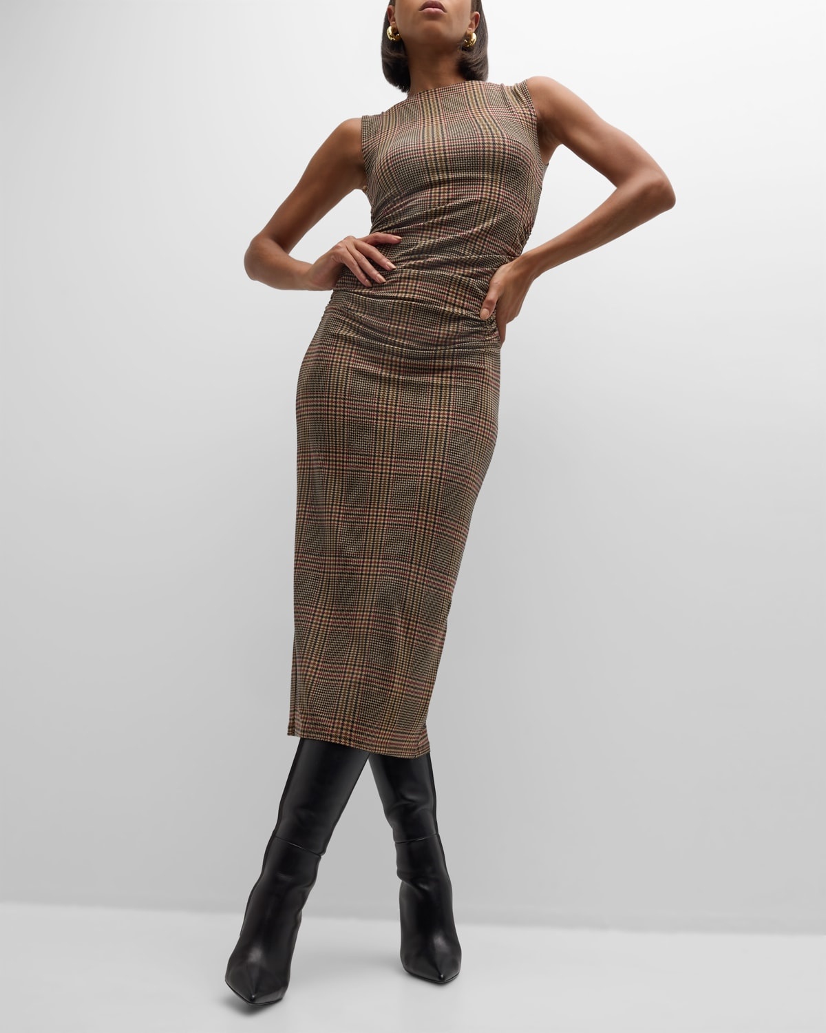 Charissa Plaid Bodycon Midi Dress - 7