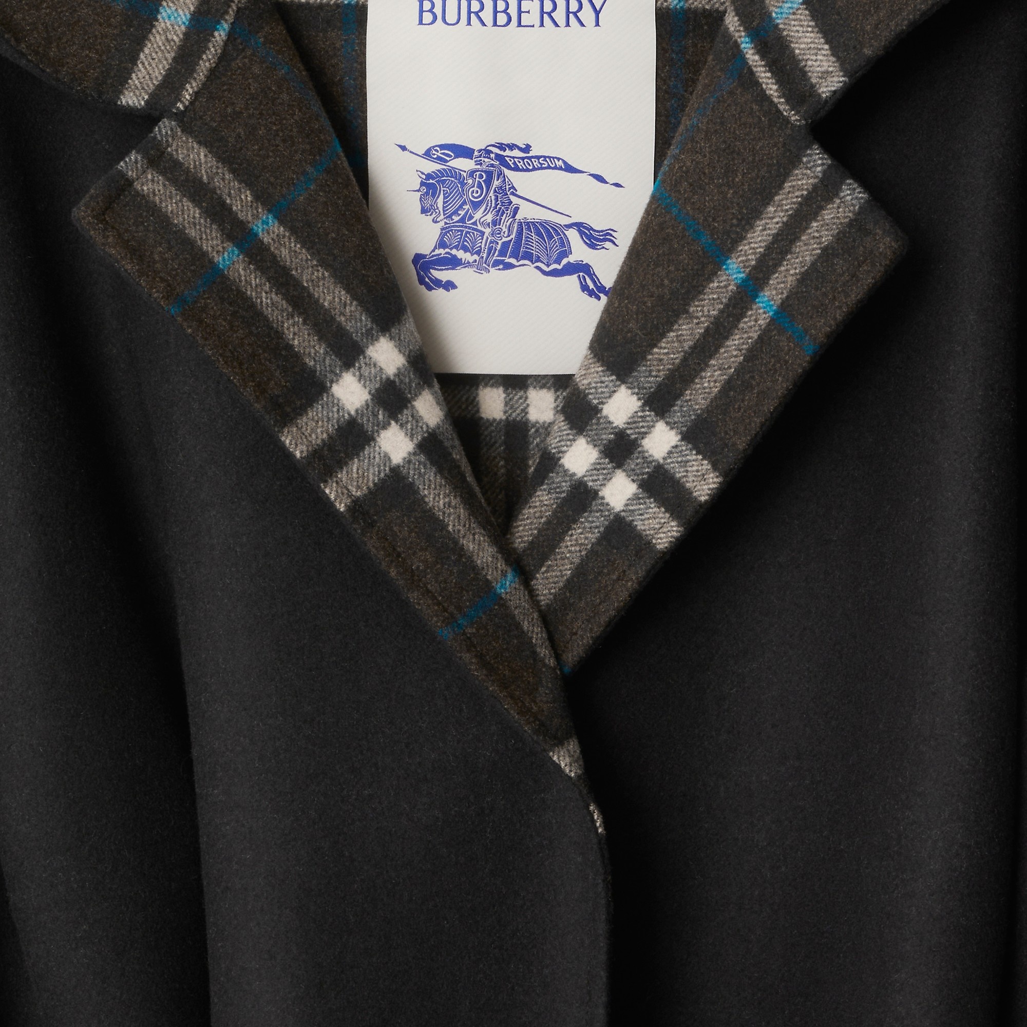 Mid-length Reversible Check Wool Car Coat - 6