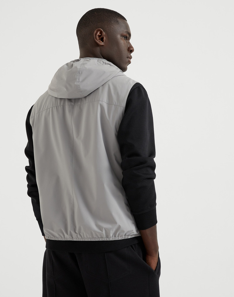 Brunello Cucinelli Bonded nylon hooded vest with logo outlook