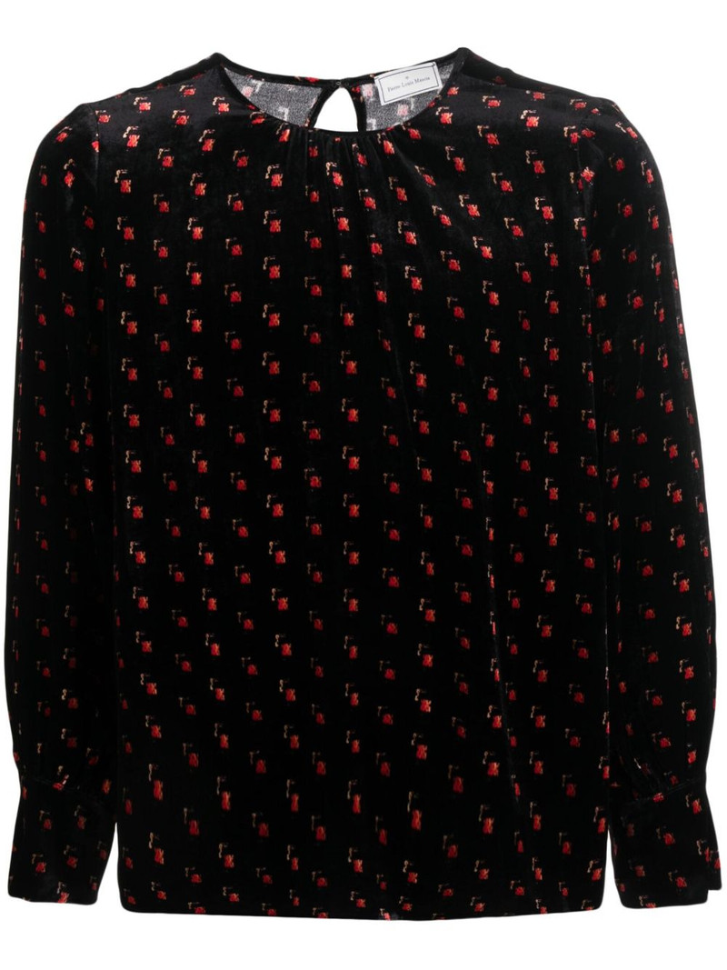velour graphic-print blouse 1