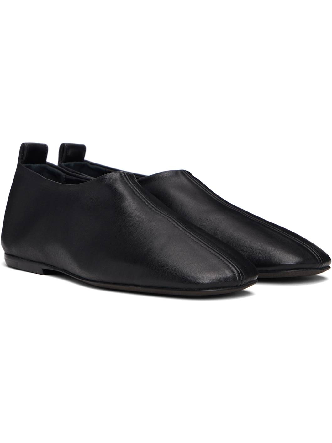 Black Square Toe Loafers - 4