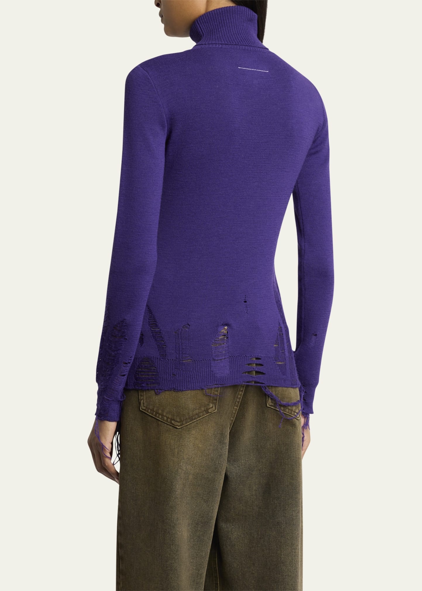 Distressed Turtleneck Pullover - 3
