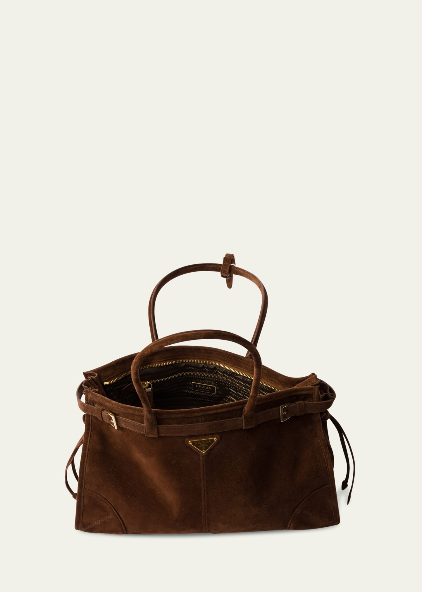 Buckle Suede Top-Handle Bag - 3