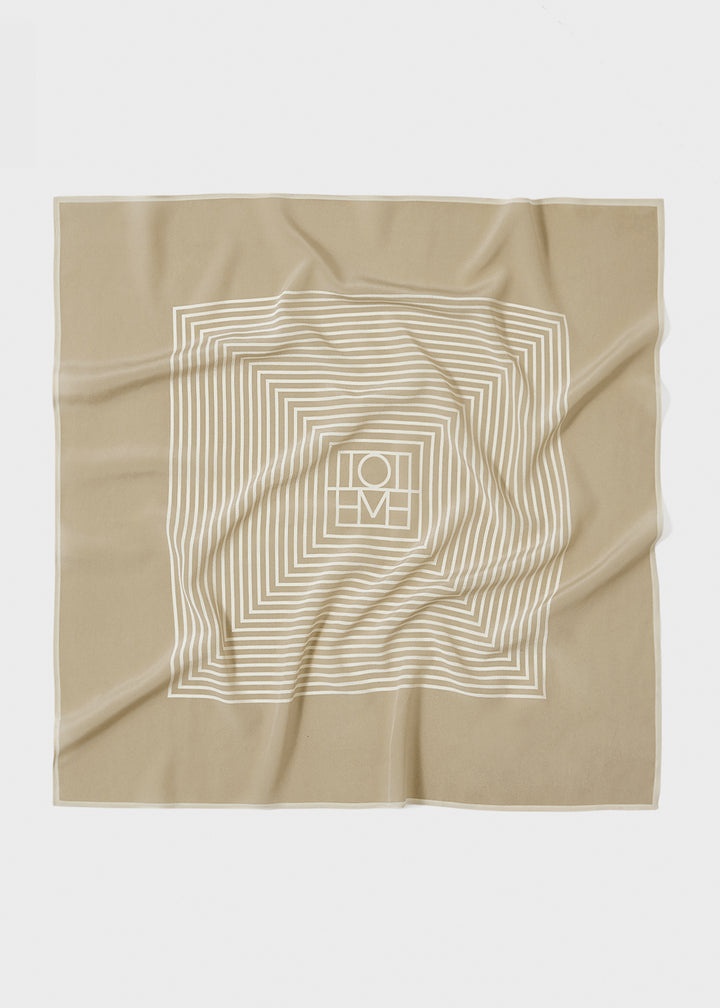 Centered monogram silk scarf peanut butter 7