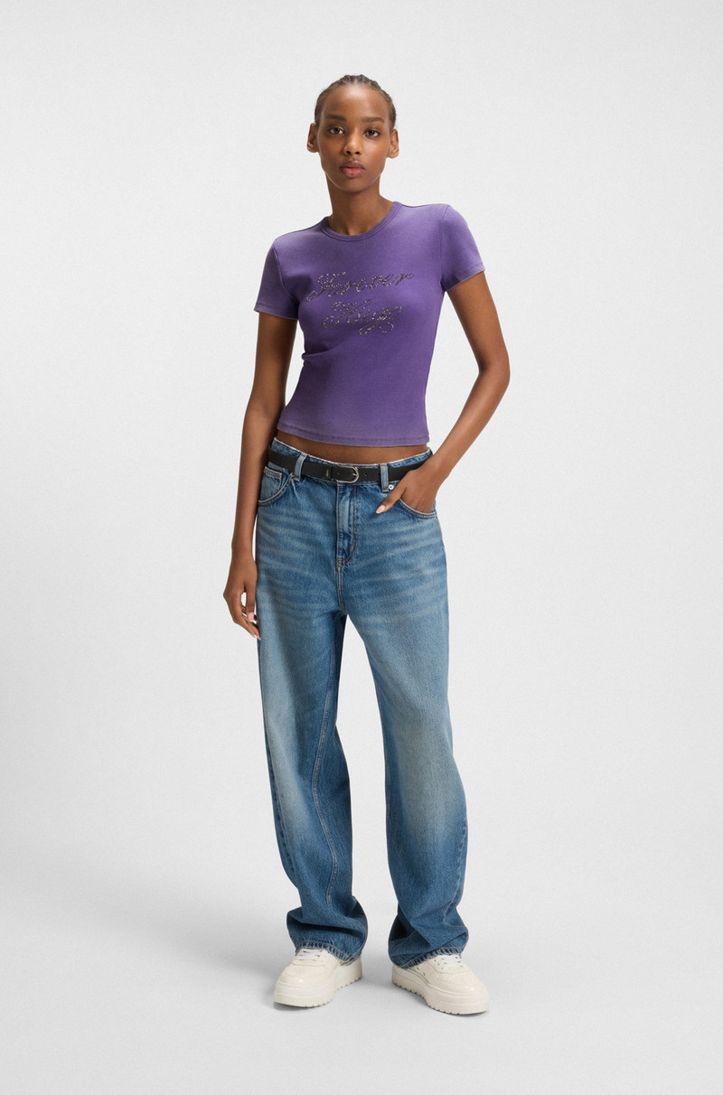 HUGO RHINESTONE-LOGO SLIM-FIT T-SHIRT IN STRETCH COTTON outlook