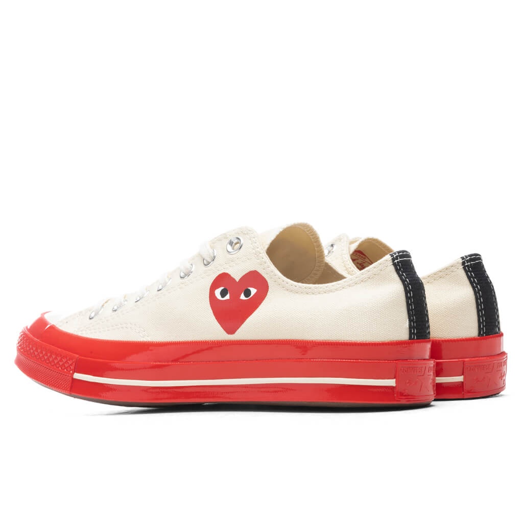 CONVERSE X COMME DES GARCONS PLAY ALL STAR CHUCK '70 OX RED SOLE - WHITE - 3