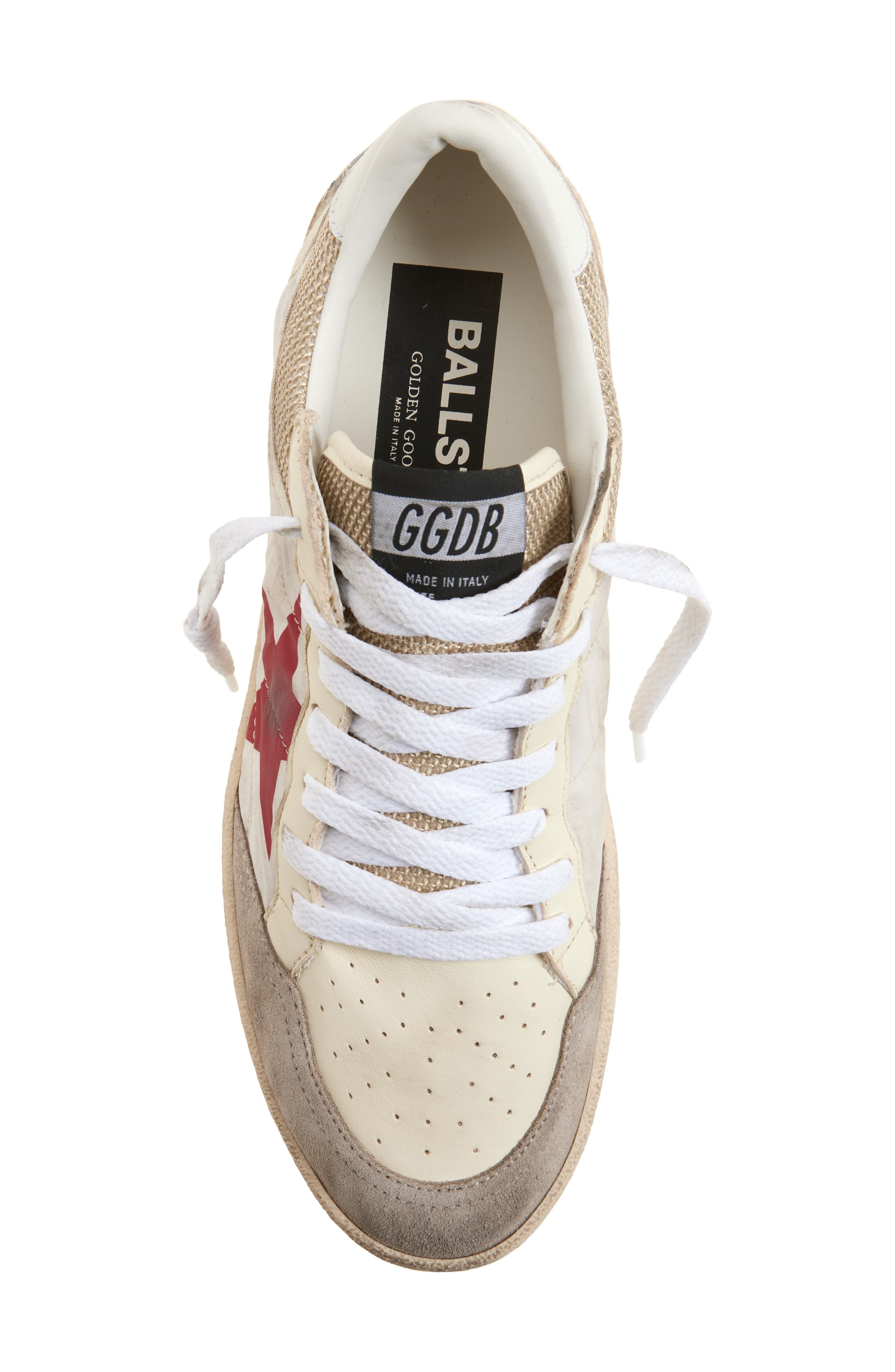 Golden Goose Ball Star Low Top Sneaker in Beige/Taupe/White/Red at Nordstrom - 5
