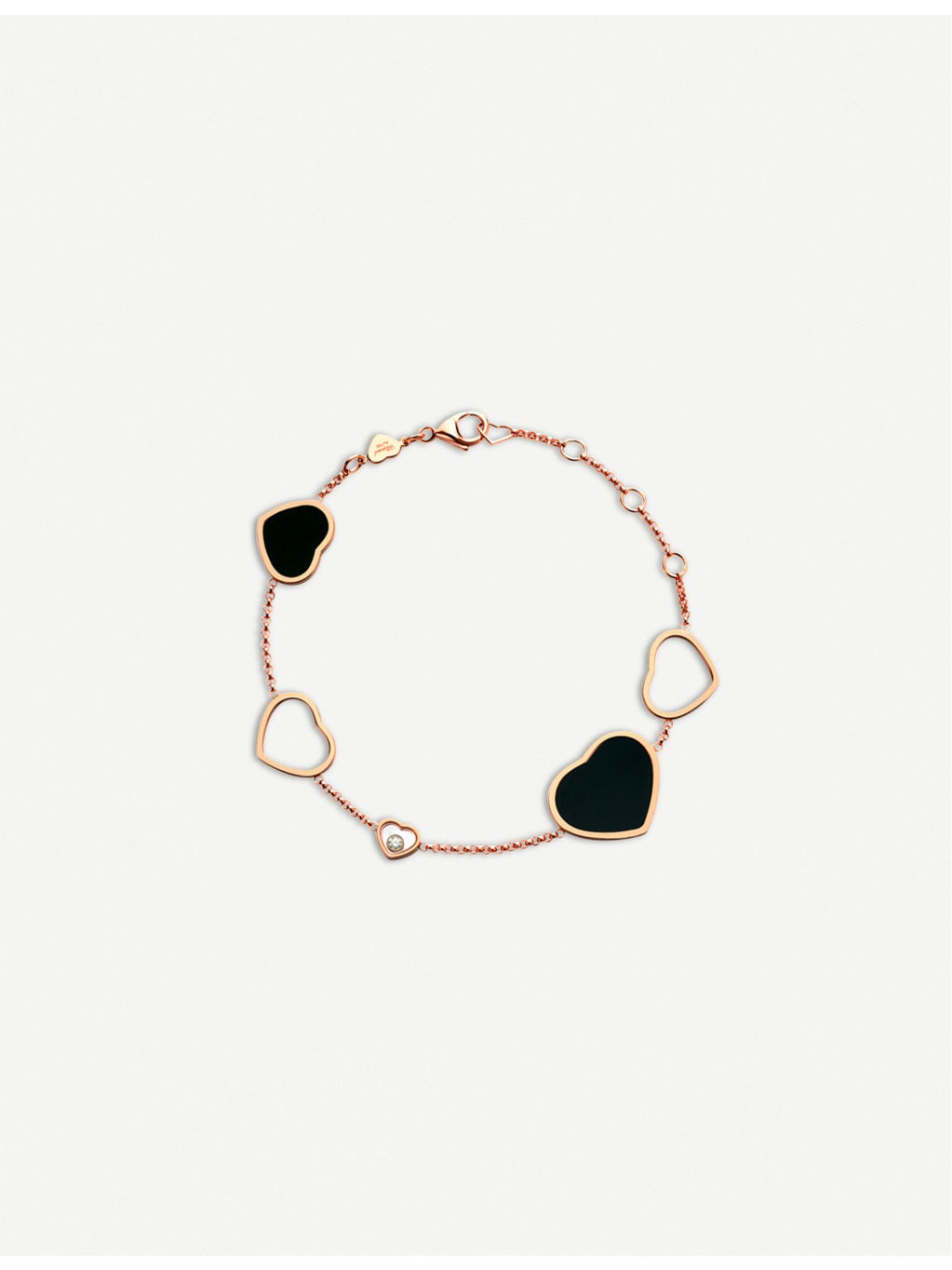 Happy Hearts 18ct rose-gold, onyx and diamond bracelet - 1
