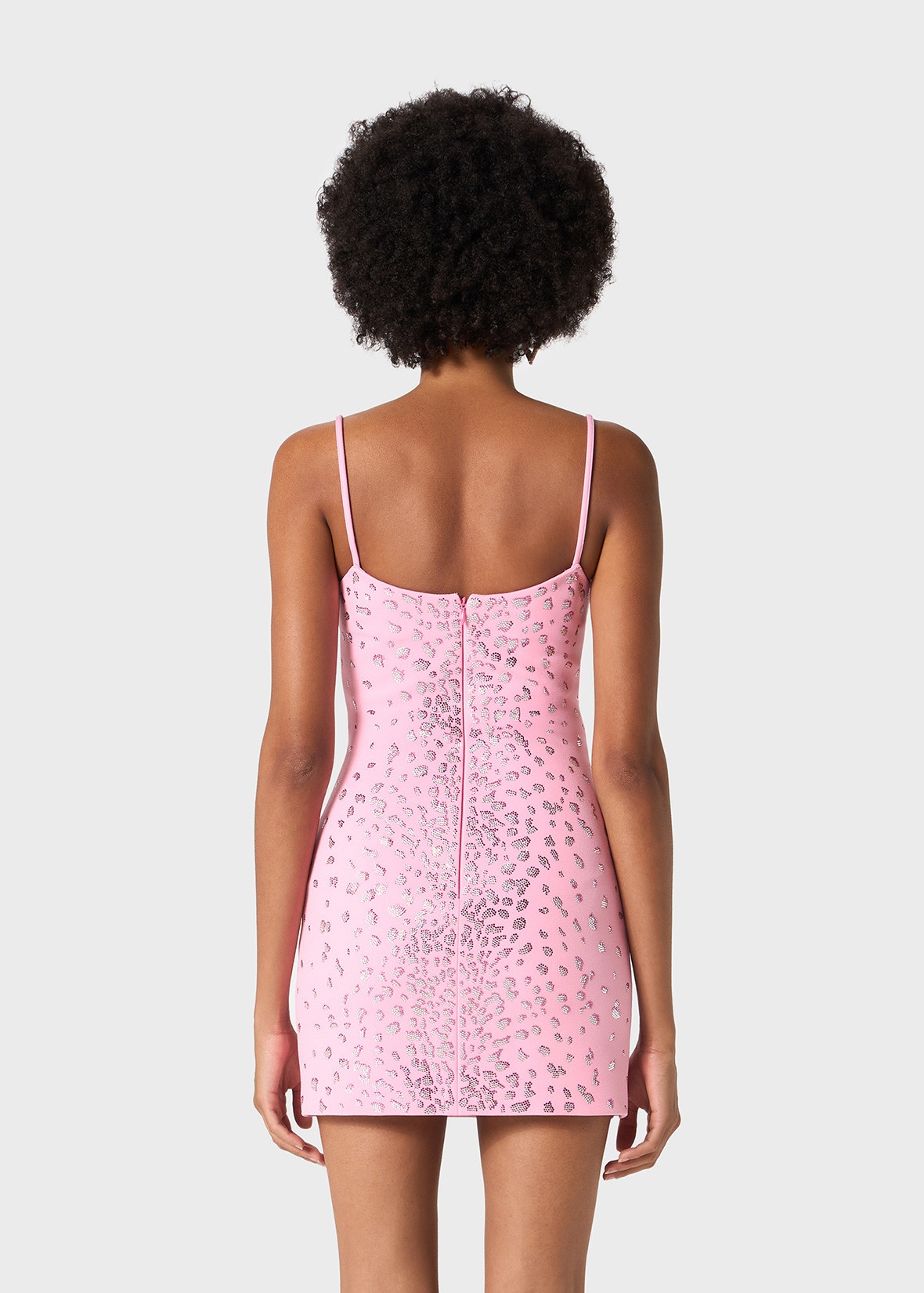 MINI DRESS IN SABLÉ WITH RHINESTONE DECORATIONS - 4